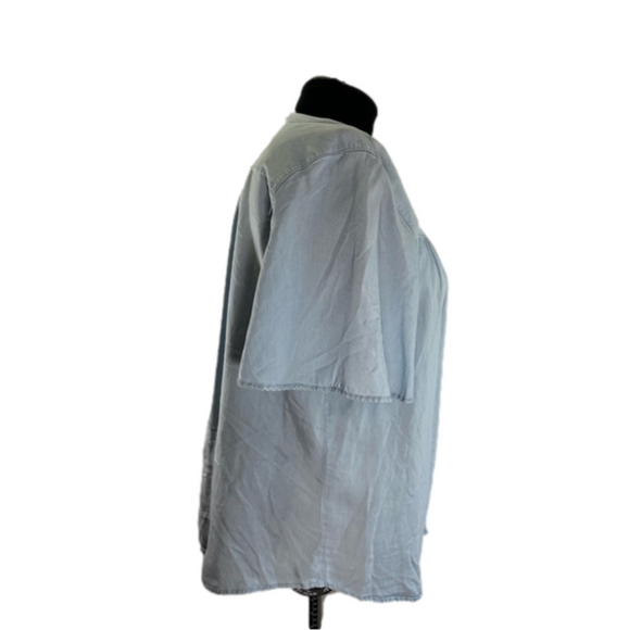 Chicos Blue Cutaway Neck Top NWOT Size 3 = 18/18 SKU0094 - Picture 3 of 8